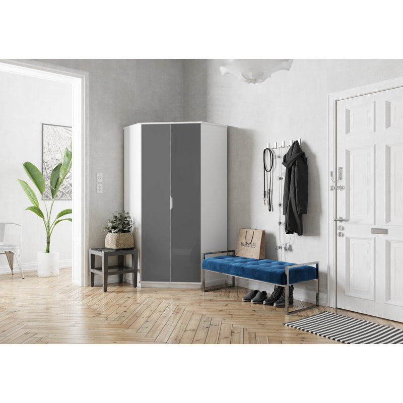 Colletta 2 Door Manufactured Wood Wardrobe, White/Grey