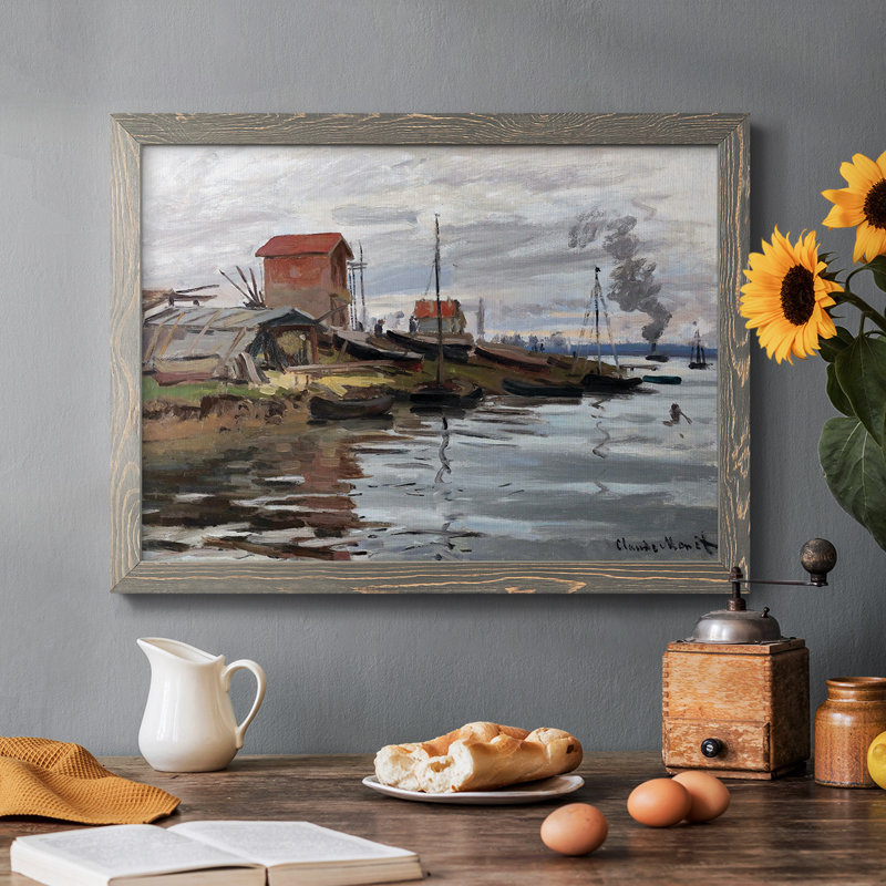 " The Seine At Petit ", Gray, 18" H x 26" W x 1.5" D