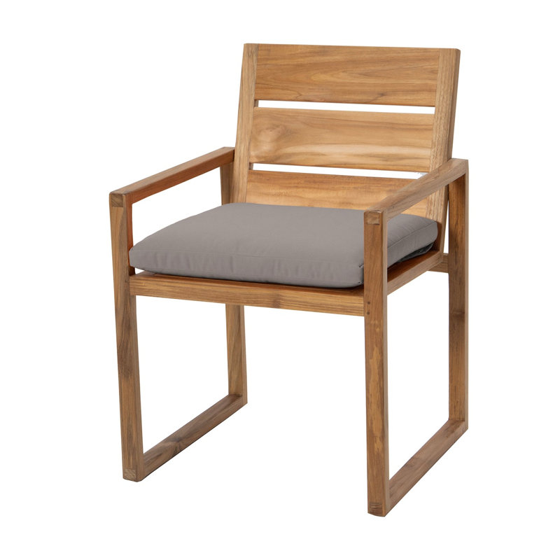 Venice Teak Patio Dining Armchair with Cushion, Taupe