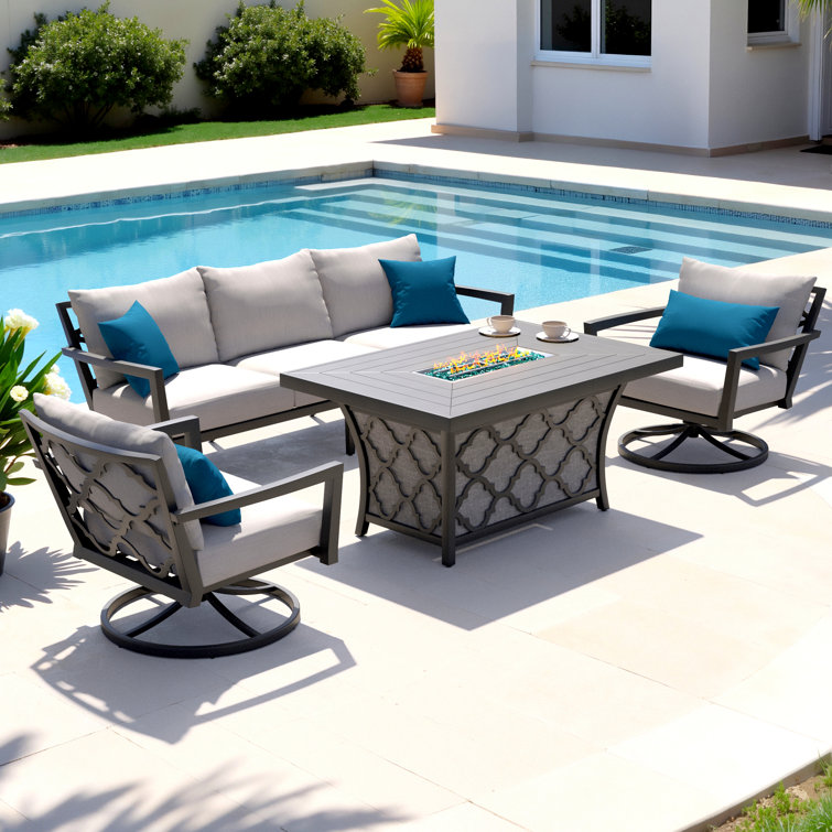 Calliann 5 - Person Patio Conversation Sets with Sunbrella® Cushions