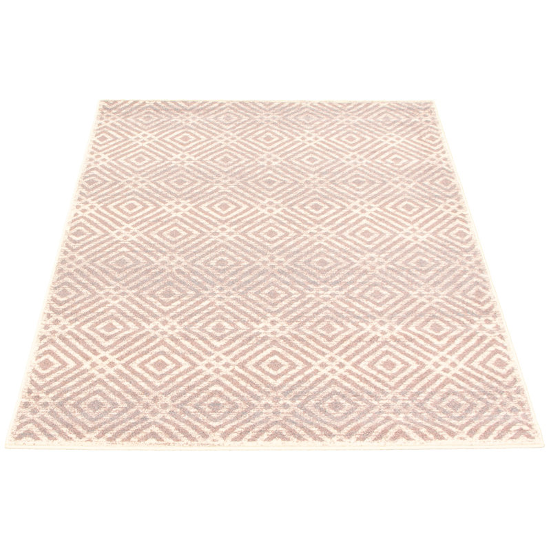 Tapis argenté / rose / crème Salih, Rectangle 7 pi 10 po x 10 pi 2 po