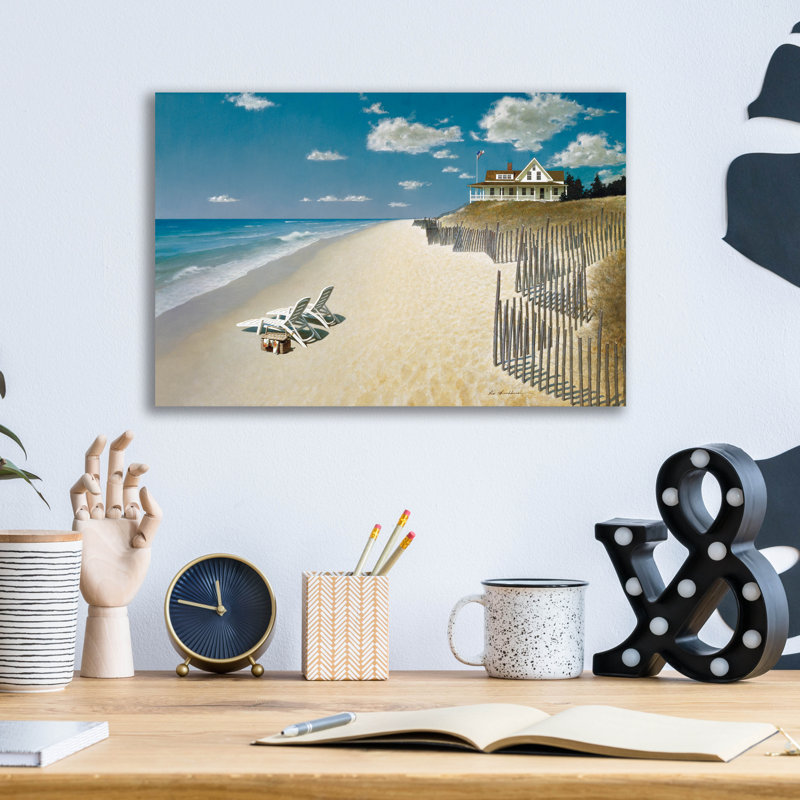 «Beach House View» par Zhen-Huan Lu, art mural en verre acrylique, H 12 po x l 16 po x P 0,13 po