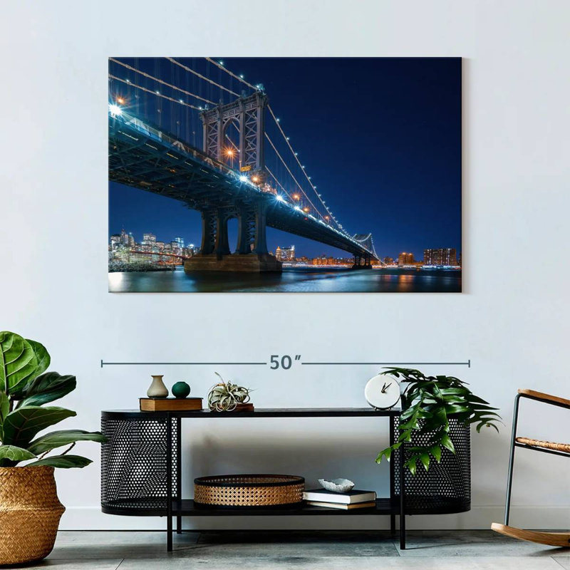 Lilie NYC Bridge At Night, H 32 po x l 48 po