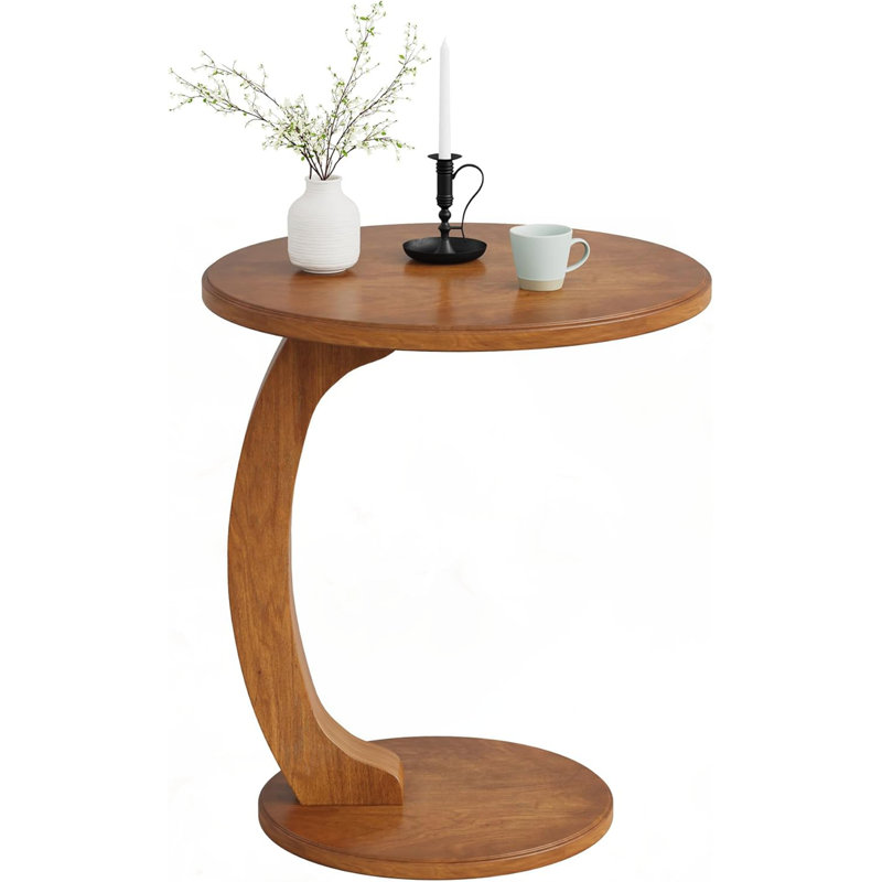 18.9" C-Shaped Round End Table