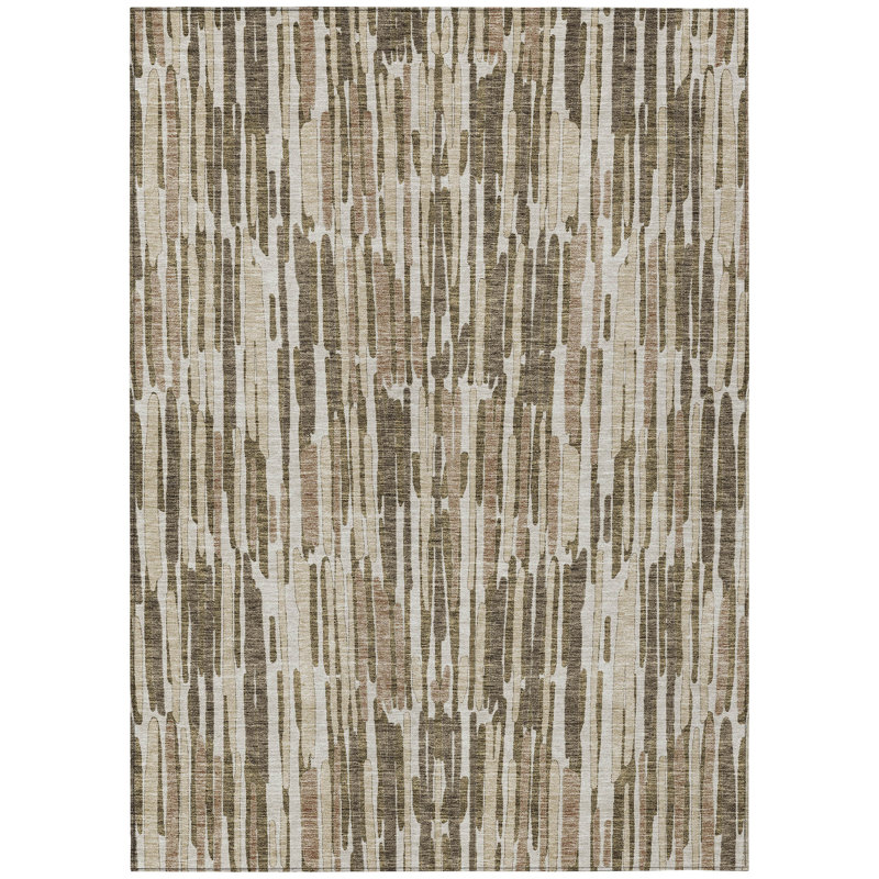 Tapis extérieur lavable abstrait brun et taupe 10 pi x 14 pi
