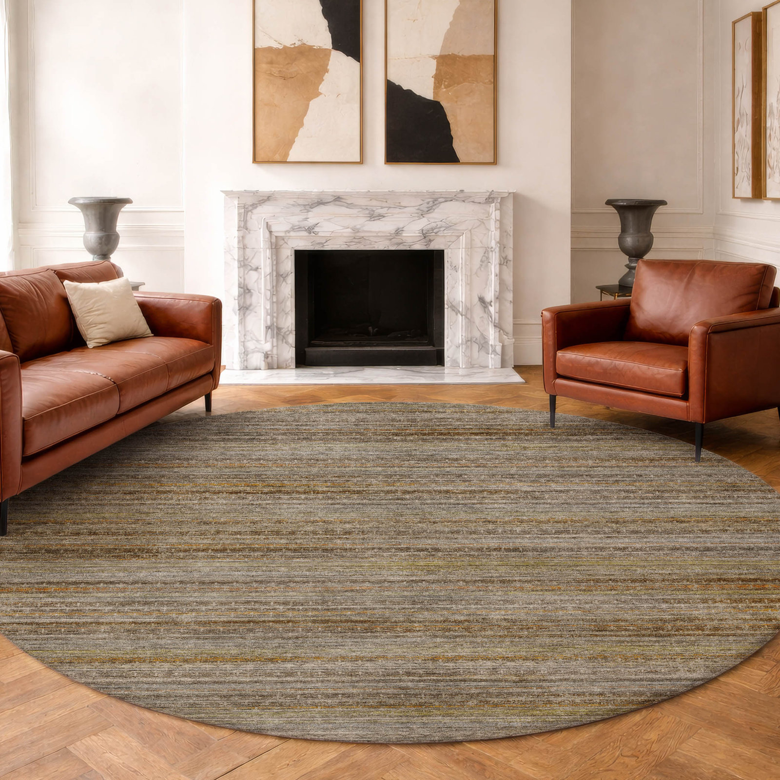 Premium Machine Washable Tirico Casual Rug, Chocolate, 8' Round