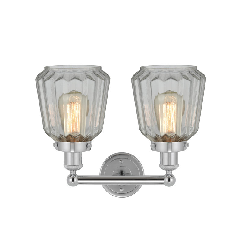 Éclairage pour meuble-lavabo à intensité variable à 2 lumières Aretzy, Transparent, Chrome poli
