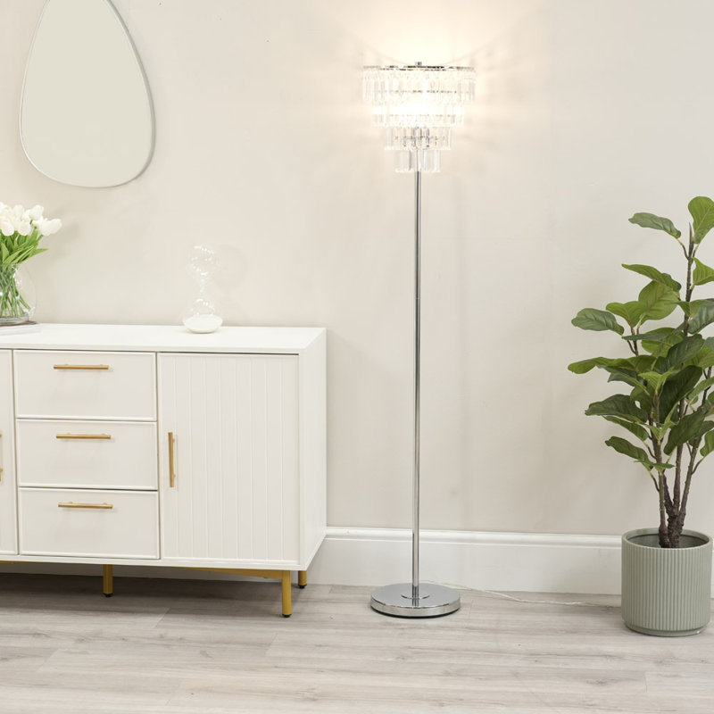 Adderly 150.5cm Plated Traditional Floor Lamp, No