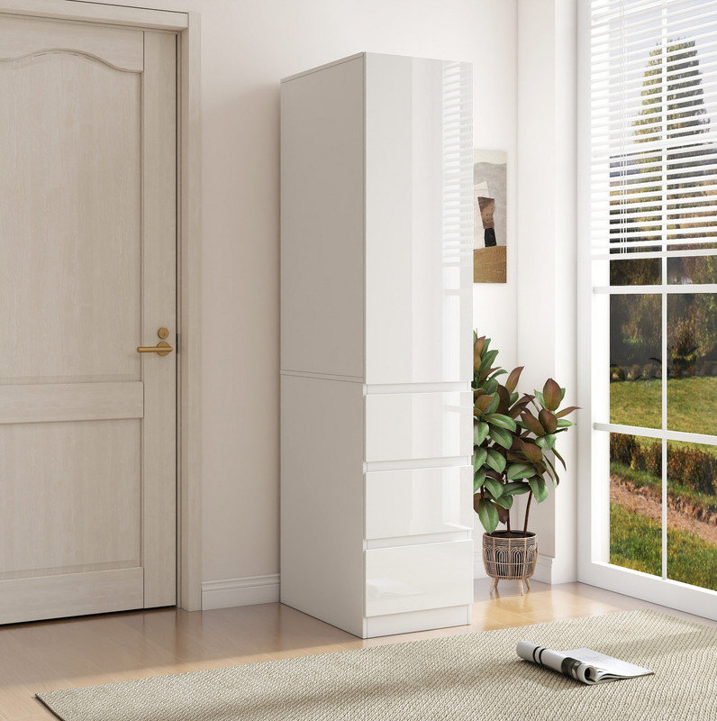 Armoire de rangement autoportante pour cuisine avec portes, tablettes et tiroirs