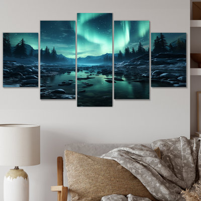 Aurora Borealis Natures Light - Landscapes Metal Wall Art Prints Set