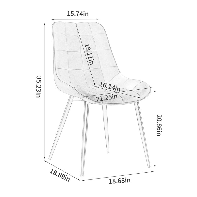 Chaise en tissu Pu foncé à motif quadrillé - Base pour une assise confortable