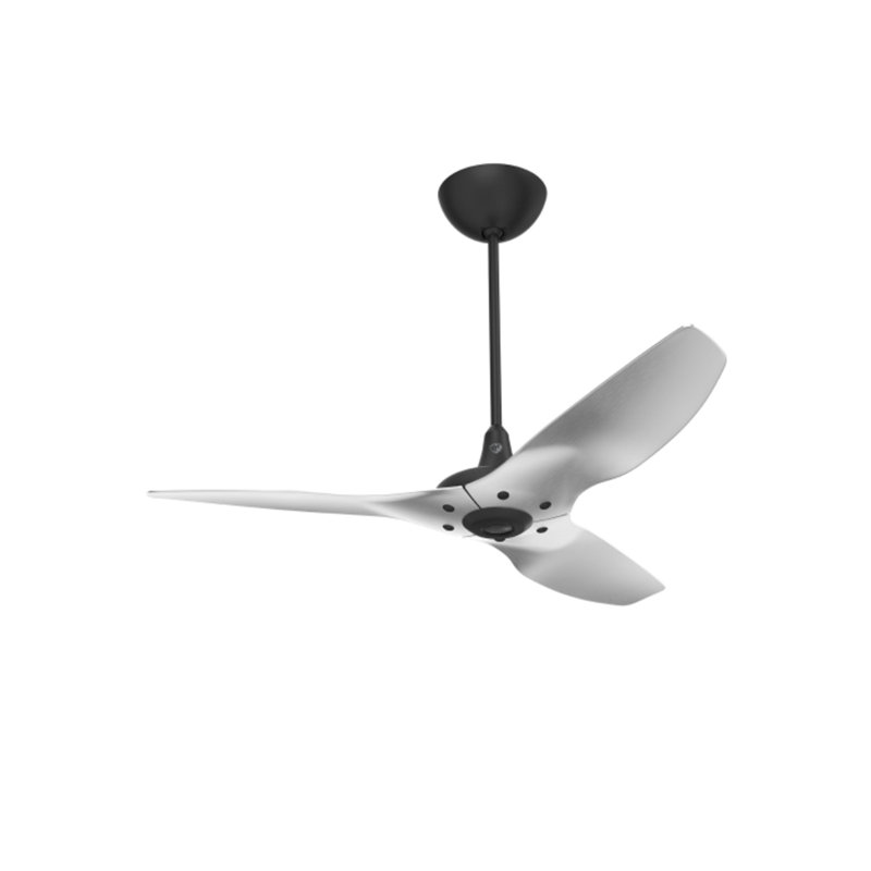 Haiku Smart Downrod Ceiling Fan, 52 inches, Black with Brushed Aluminum Blades
