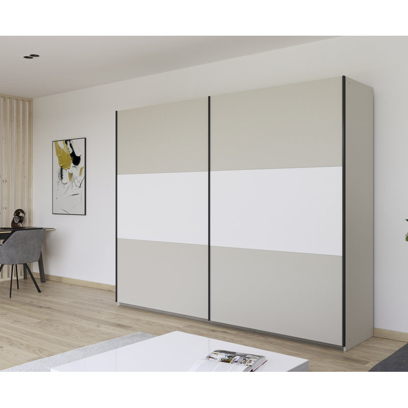 Neo 2 Door Manufactured Wood Wardrobe, 210cm H x 261cm W x 59cm D, Premium, Champagne/Alpine white