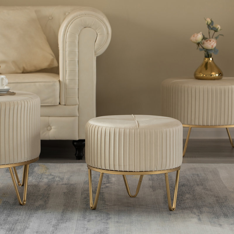 Presten Upholstered Ottoman, Cream Revolution Performance Fabrics