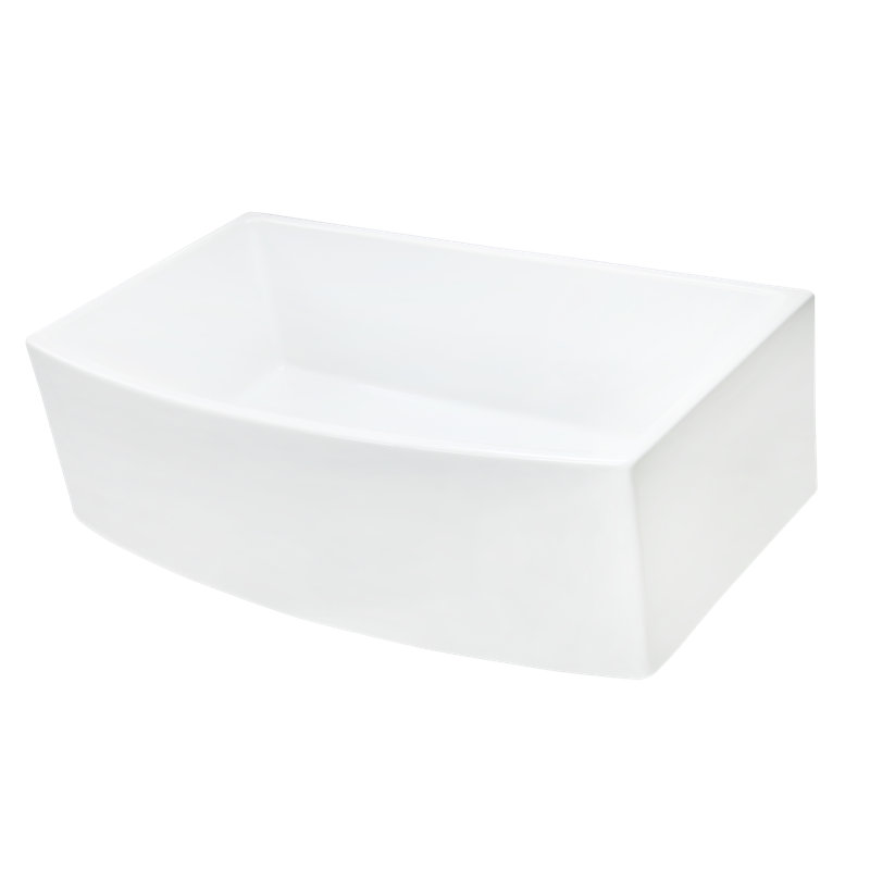 Nantucket Sinks' 33 Inch Farmhouse Fireclay Sink with Curved Apron, Grey Ombre