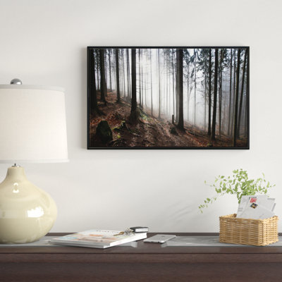 «Misty Forest Morning Panorama», reproduction de photo sur toile tendue encadrée