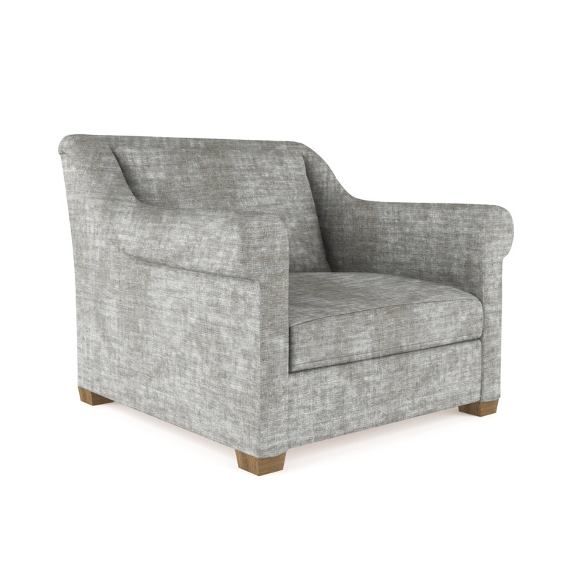 Transitional Armchair, Plush Velvet Blue Print, 32" H x 43" W x 46" D, Ebony