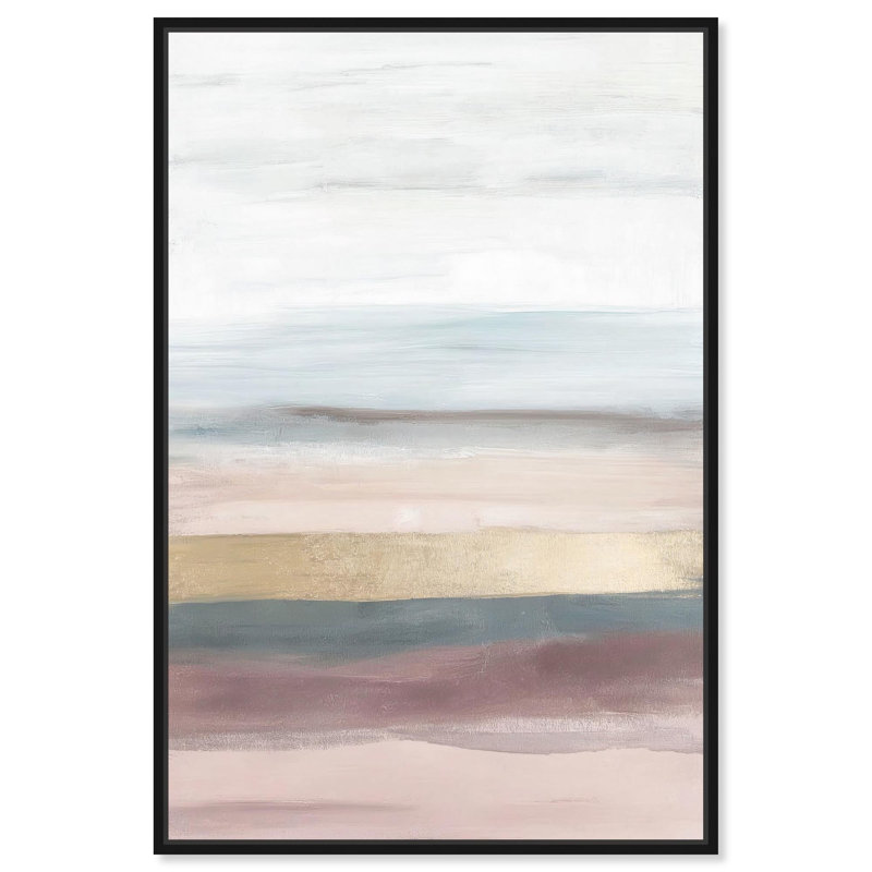 «Serenity in Stripes I», art abstrait sur toile par Art Remedy, Cadre noir, H 16 po x l 11 po