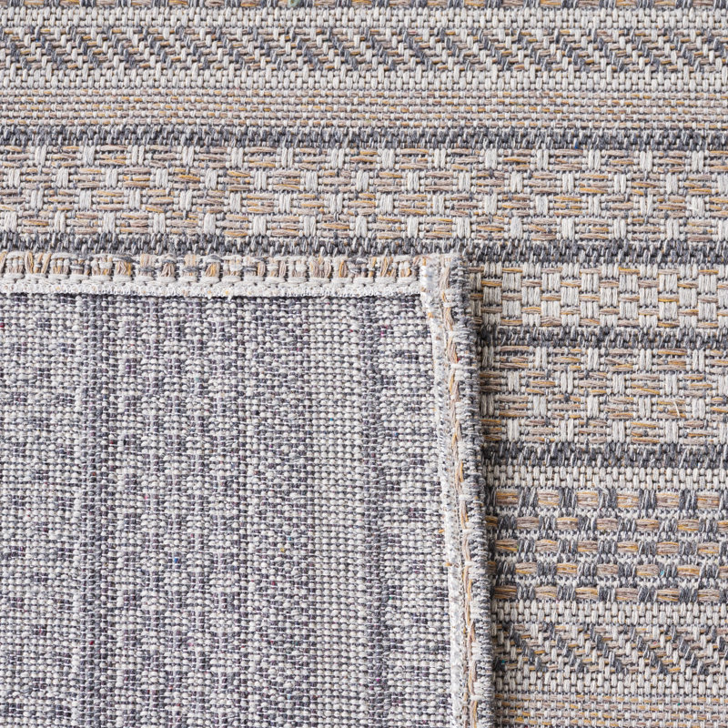 Martha Stewart Cotton Striped Rug in Gray/Taupe, Rectangle 5' x 7'