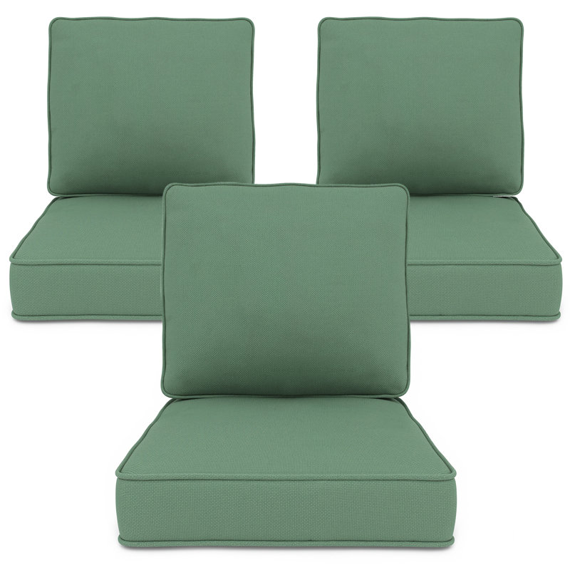 Outdoor Deep Seat Cushion Set Of 3, 23" X 24" X 4" High-Density Foam Patio Chair Cushion, Water-Repellent & UV-Resistant Olefin Fabric Cushion For Chair, Sofa, Loveseat, Patio Furniture
