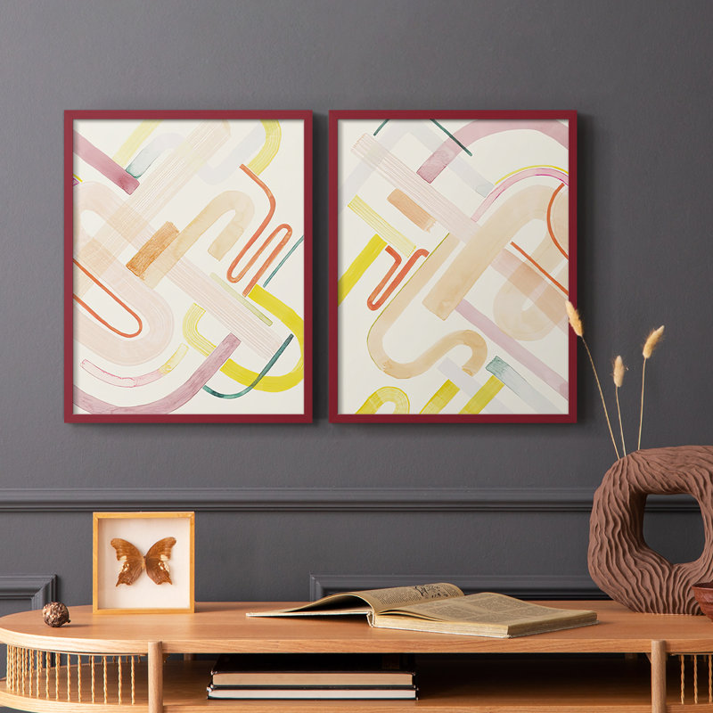 Aquarelle, aire de jeux Arches I - reproduction encadrée de qualité supérieure - prête à être accrochée - aucun clou requis - aucun clou requis