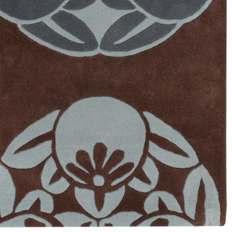 Tapis brun / bleu Jeffie, Rectangle 5 pi x 7 pi 6 po
