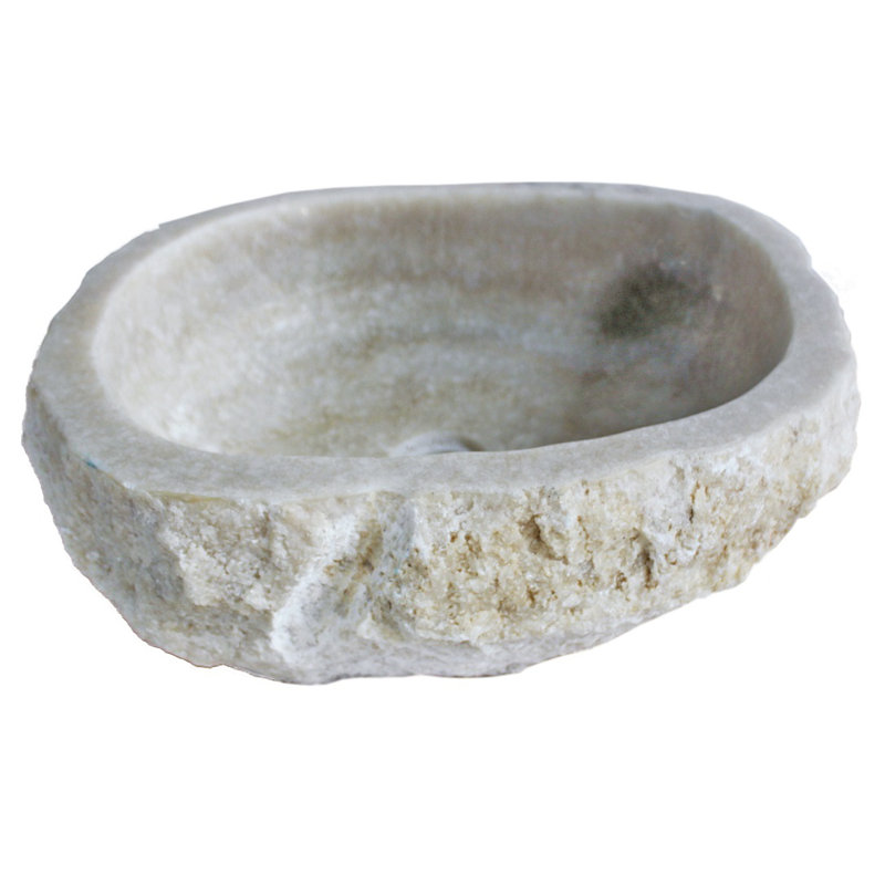 20'' Gray/Cream Stone Specialty Vessel Bathroom Sink