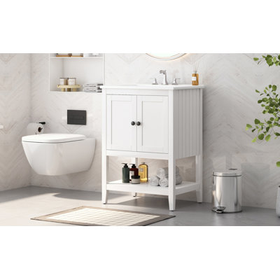 Meuble-lavabo blanc 24 po avec comptoir d'évier