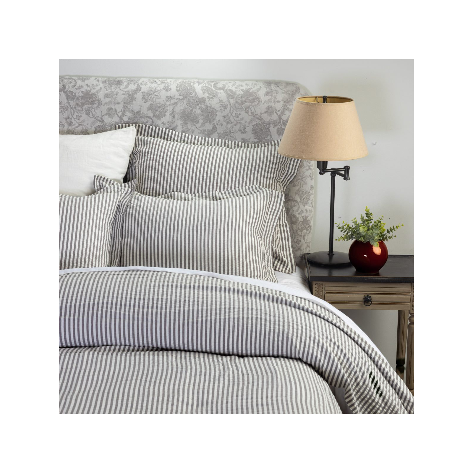 Oakden Percale Duvet Cover, Queen Duvet Cover, Pewter