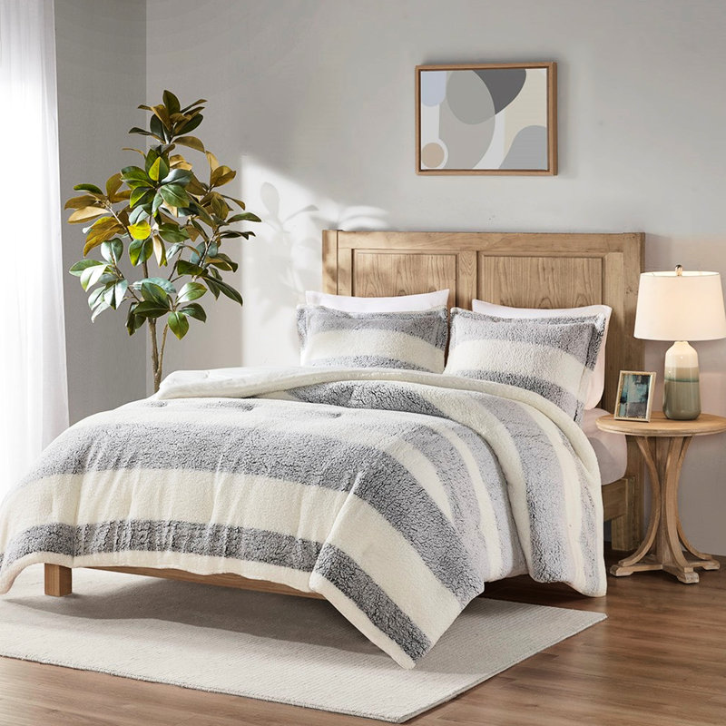 Édredon pour lit double / grand chaud et accueillant, gris / teinte, Édredon double + 3 pièces supplémentaires