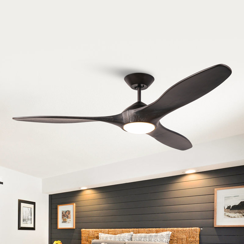 Ventilateur de plafond à hélice 3 pales Farmhouse , Bronze huilé avec pales en bois gris anthracite
