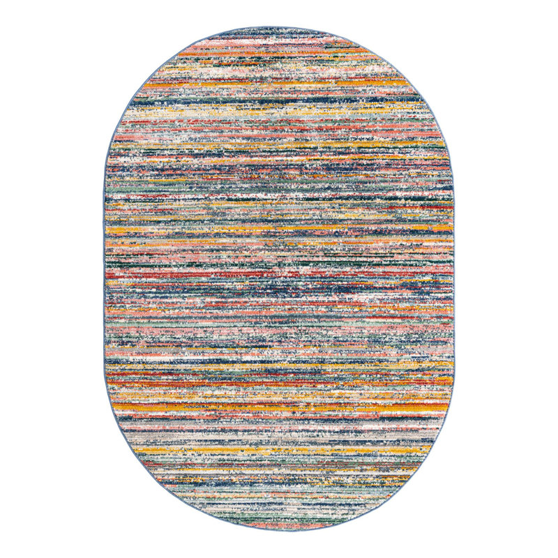 Tapis d'intérieur rayé Hulsey, Ovale 5 pi 3 po x 8 pi, Multi