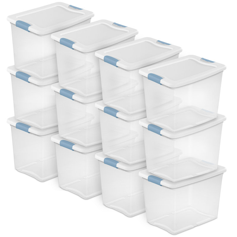 Sterilite Plastic Clear Stackable Latching Storage Box Container