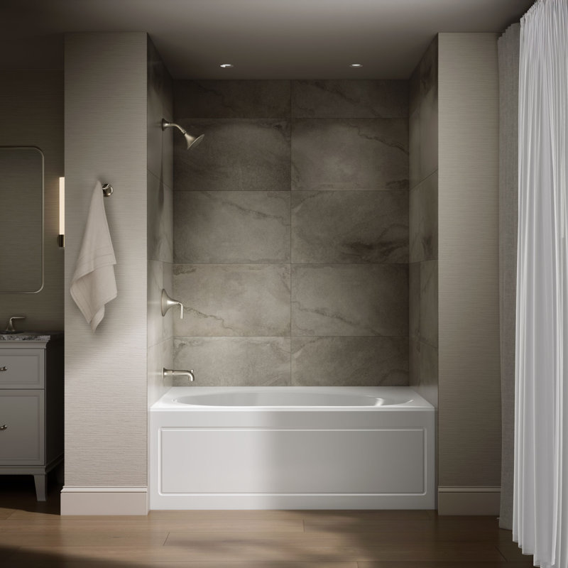Windward® 60" x 42" Alcove/Tile In Soaking Acrylic Bathtub, White, Left