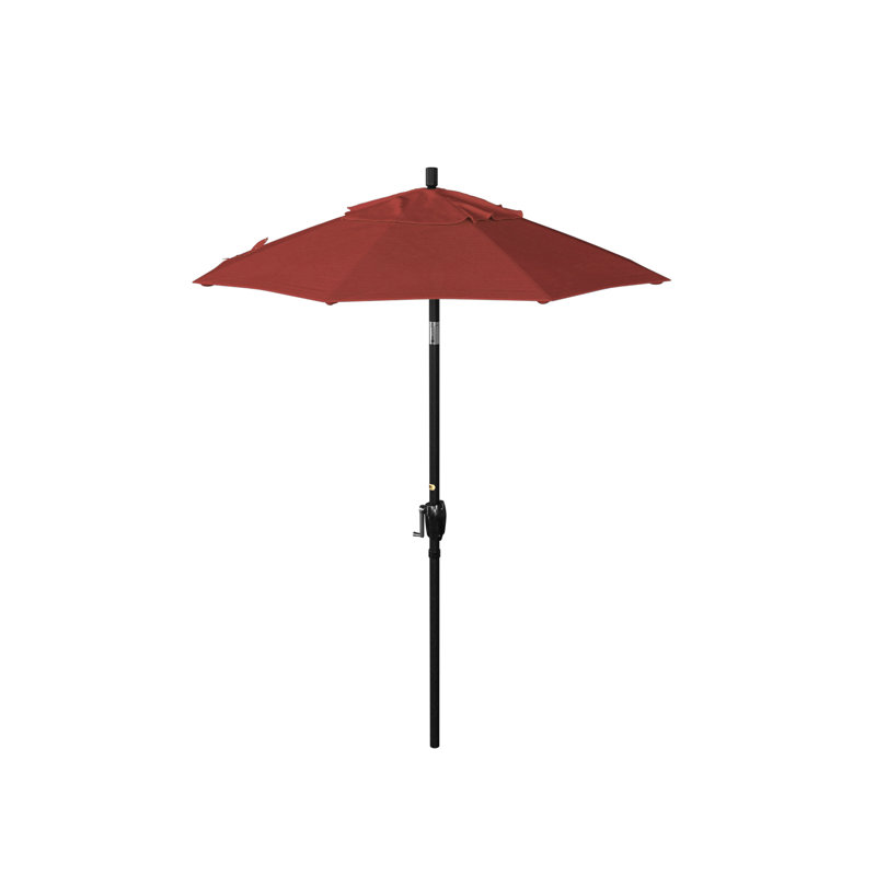 Parasol de marché Cataleya, Toile Sunbrella® rouge Jockey, Pierre noire
