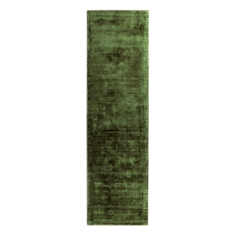 Phoebe Plain Silky Green Rug, Runner 60 x 240cm