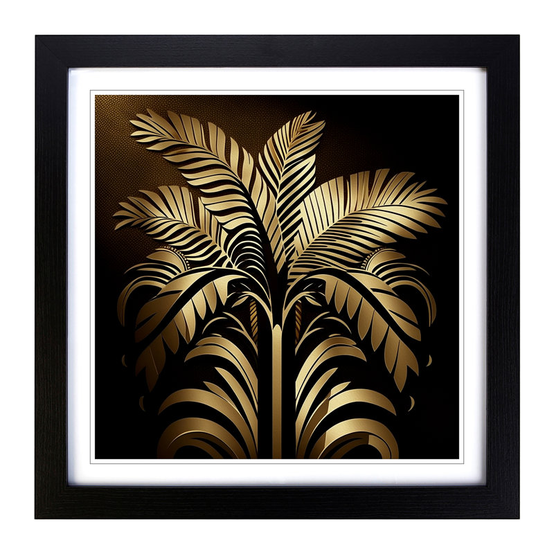 Palm Tree Art Deco - Framed Print, Black