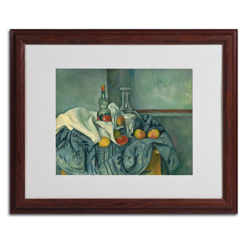 «The Peppermint Bottle» par Paul Cezanne - reproduction d'art sur toile, H 16 po x l 20 po x P 0,5 po, Brun