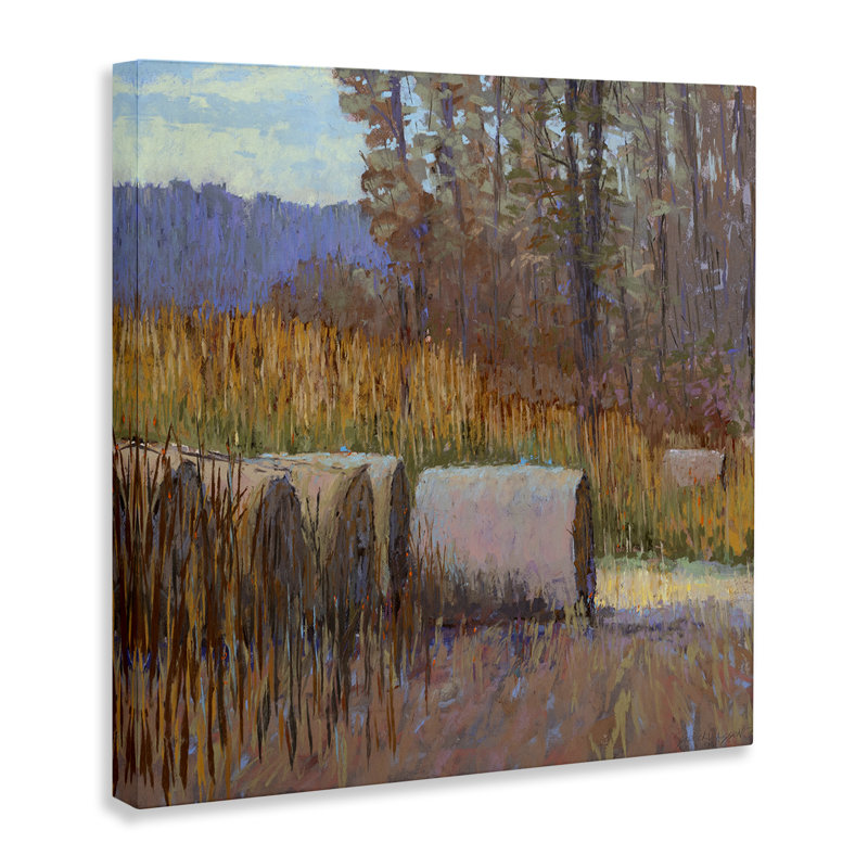 Art mural sur toile Country Hay Bales par Carol Strock Wasson, H 24 po x l 24 po