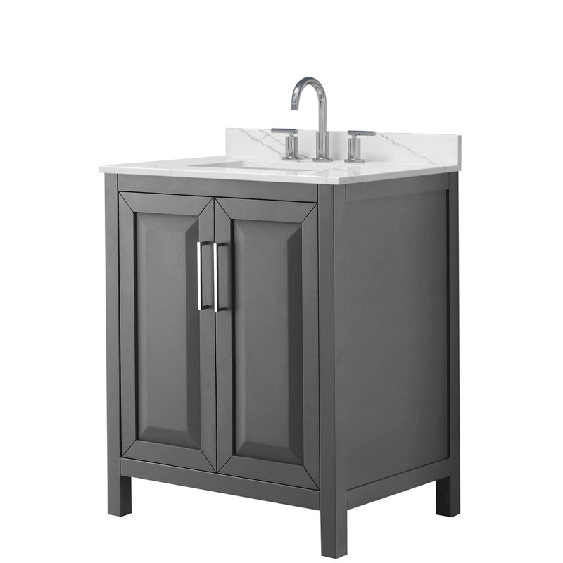 Daria 30'' W Vanity, Polished Chrome, Gray, Giotto Quartz