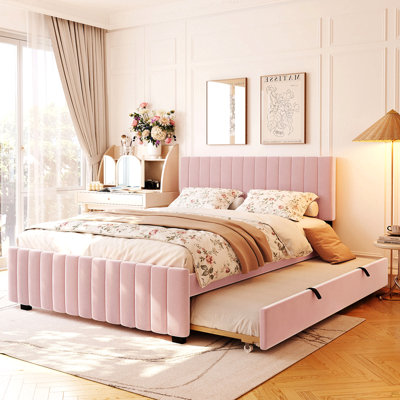 Grand lit escamotable avec tablettes de rangement et tiroirs, gris