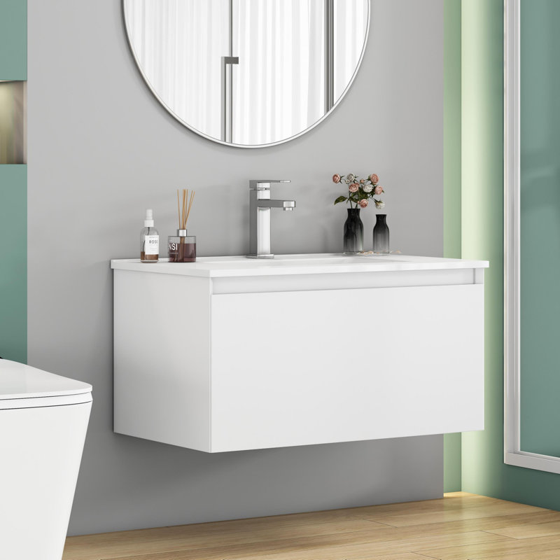 Meuble-lavabo mural 32 po, Blanc
