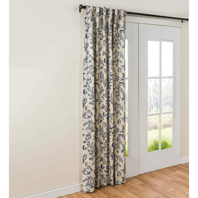 100% Cotton Blackout Curtain Single Panel, Blue, 42" W x 84" L