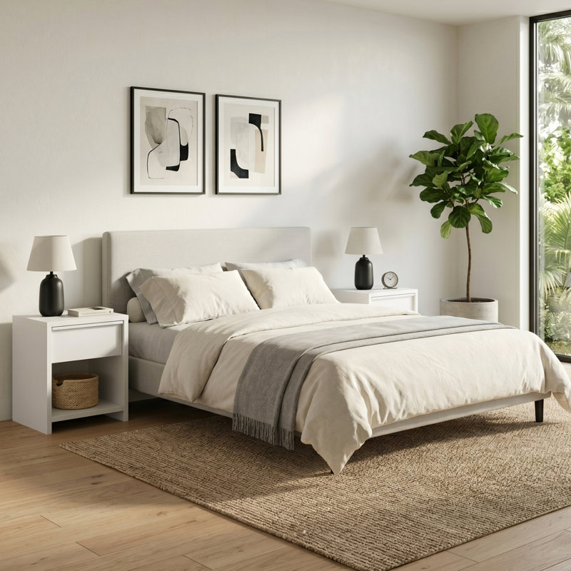 Serenova Modern 23" H 1 Drawer Nightstand With Open Shelf
