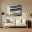 Art mural horizontal en métal rayé gris pierre et crème-1289401861