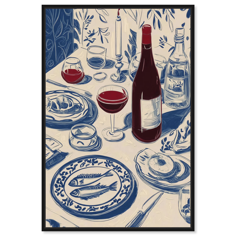 «Dinner I», reproduction d'art sur toile encadrée par Art Remedy, cadre noir, 30 x 45, H 46 po x l 31 po, Cadre noir