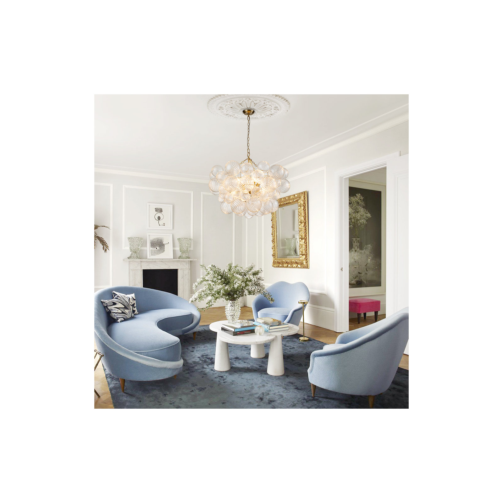 8 - Light Dimmable Chandelier, Brass
