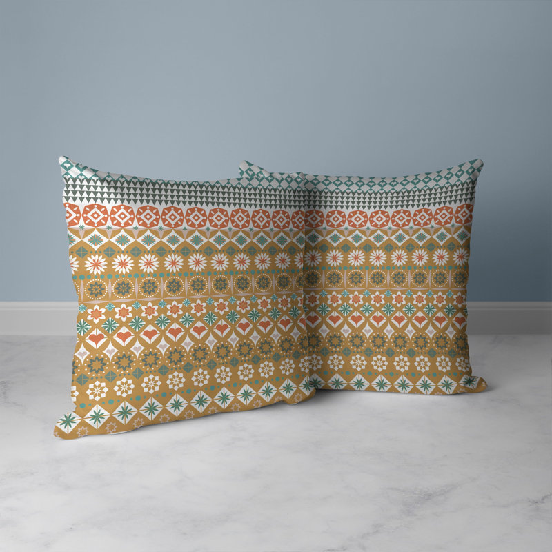Coussin décoratif intérieur / extérieur Shape Synergy, H 26 po x l 26 po, Rouge / orange / cyan