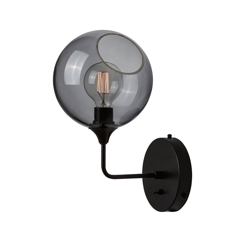 Ballroom Armed Sconce, 15" H x 8" W x 8" D, Smoke, Black