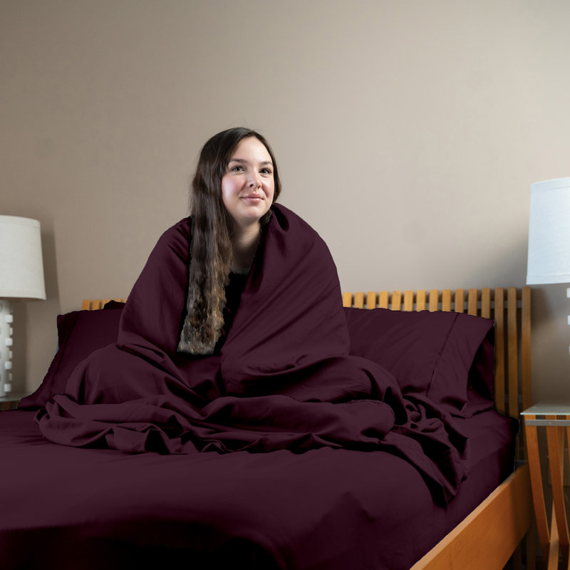 Ultra Soft Bamboo Sheet Set - 4 Pc Set - Wrinkle Resistant - Cooling Sheets with Deep Pockets, Eggplant